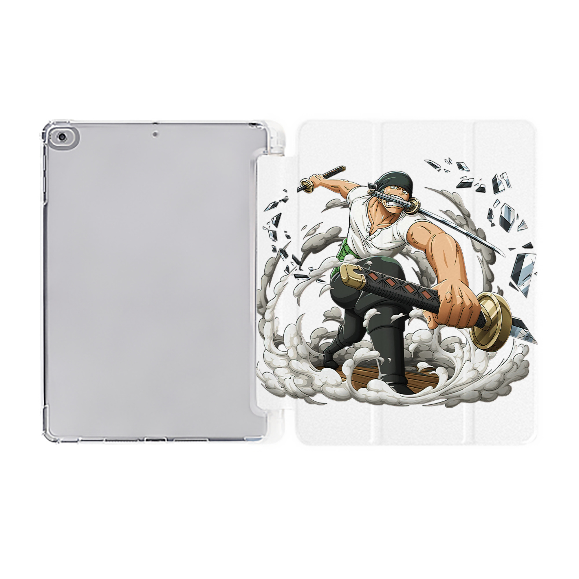 （画像用） ワンピース ロロノア・ゾロ ONE PIECE Roronoa Zoro IPad ケース ペン収納付き 三つ折りスタンド PUレザー×シリコン 対応機種9.5/10.5/10.9インチ